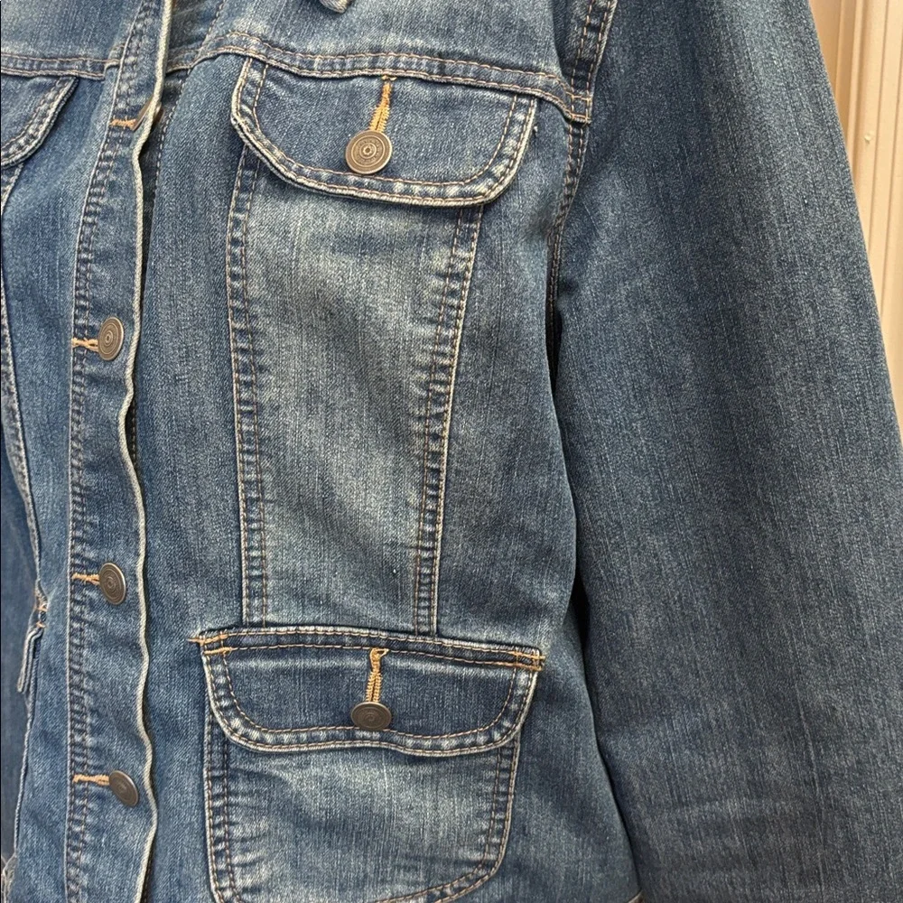 Baccini Cropped‎ Blue Denim Jean Jacket Size L